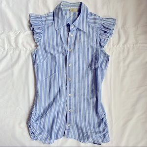 Galliano blue strap floral sleeves top